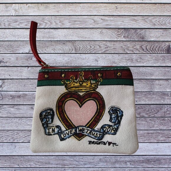Brighton Zipper Pouch Coin Purse In Love We Trust Fabric Colorful Heart - Picture 1 of 4